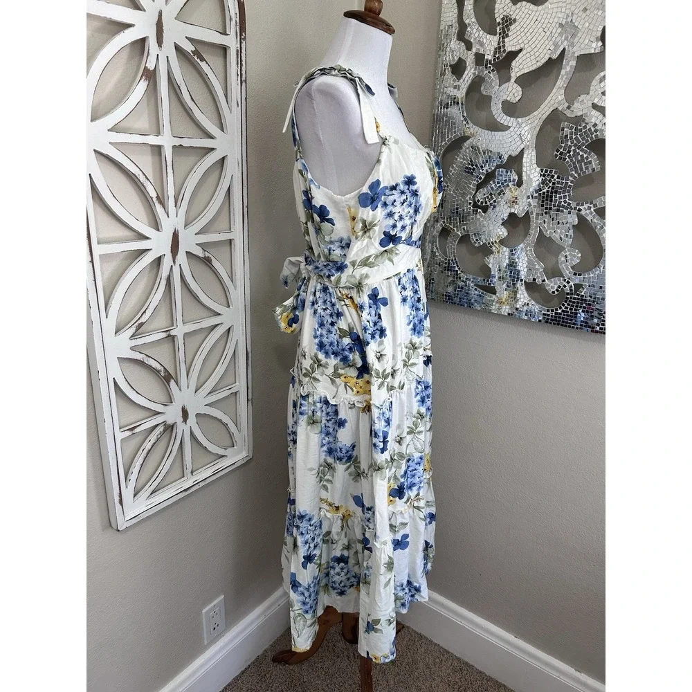 Kate And Lily SIZE 6 Cottagecore Feminine Floral Tiered Midi Sleeveless Dress - Picture 4 of 9
